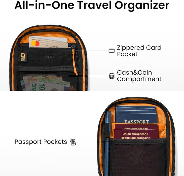 Detalle de tomtoc Travel Crossbody Bag RFID Blocking – lockable anti-theft sling organiser (X-Pac VX21)