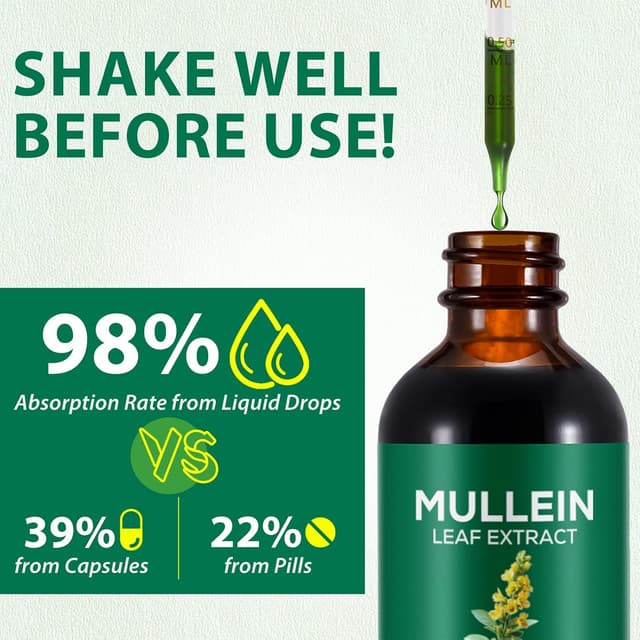 Detalle 2 de 2er Pack Königskerze-Mullein Drops für die Lunge – natürliche Mulleinblatt-Extrakt Tropfen