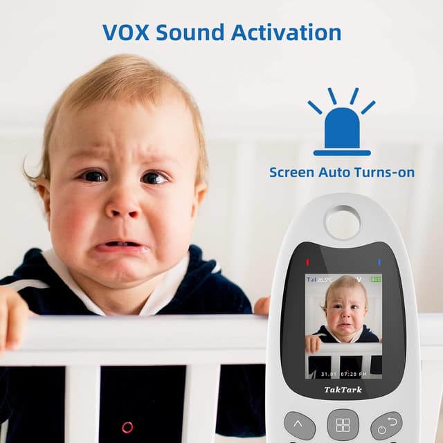 Detalle 2 de TakTark Babyphone vidéo 2,0 pouces LCD avec caméra 2,4 GHz : vision nocturne et communication bidirectionnelle
