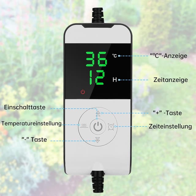 Detalle 2 de WADEO Heizmatte für Pflanzen groß (55 W) mit Thermostat, 60 x 42 cm, Timerfunktion