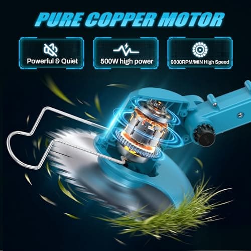 Detalle 2 de finade Desbrozadora a Batería 500W con 2 baterías 21V 2000 mAh y 4 tipos de cuchillas