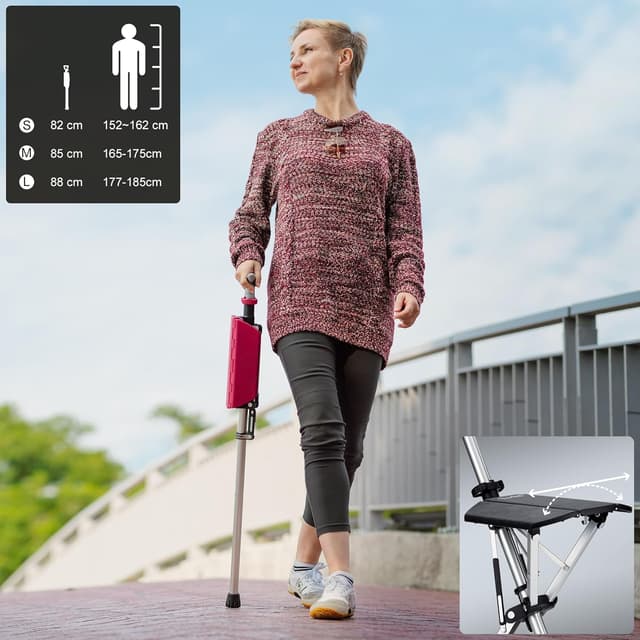 Detalle de STEP2GOLD Ta-Da Chair Walking Stick Seat UK 85 cm