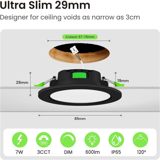 Detalle 2 de ALUSSO LED Einbaustrahler 7 W, 6er-Set