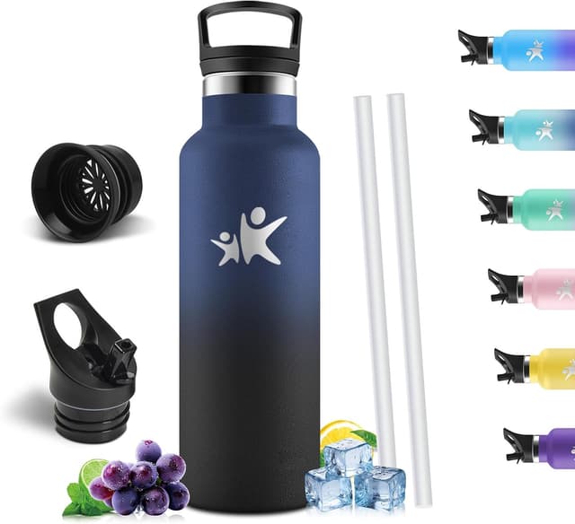 Detalle de Mulbijeo Gourde Isotherme 750 ml en inox 18/8 avec paille et 2 couvercles