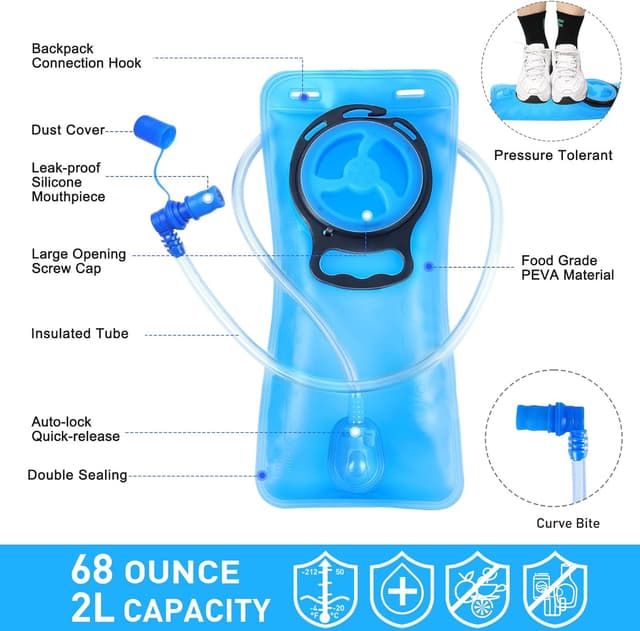 Detalle 2 de KUYOU Running Hydration Vest with 2L Insulated Bladder, Reflective Strips & Emergency Whistle