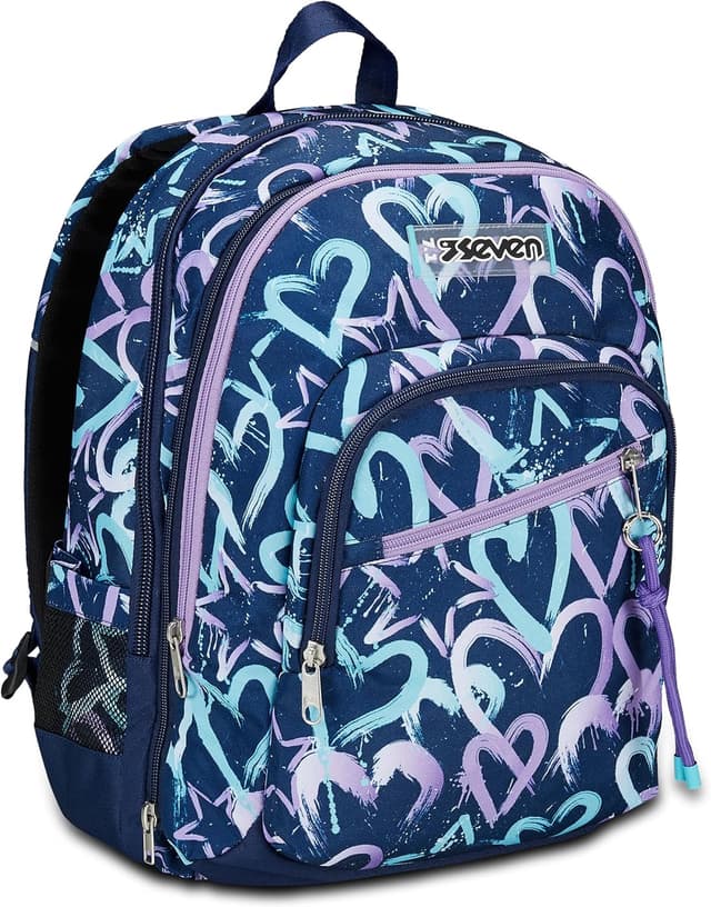 Detalle de Seven Zaino Scuola Advanced Detach Viola Blu – Crystal Purple, doppio scomparto con tasca staccabile e tasca porta PC