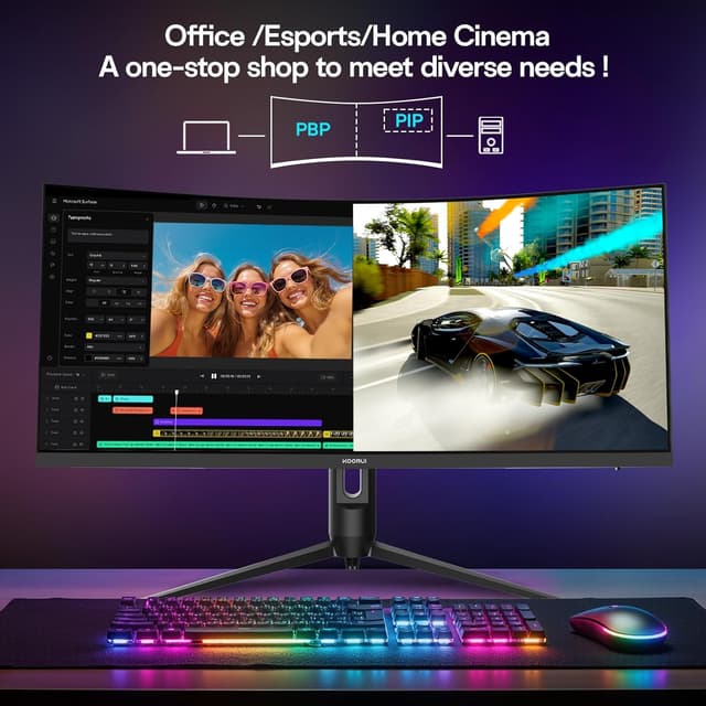 Detalle 2 de KOORUI G3441XC 34-inch ultrawide curved gaming monitor (240Hz, 3440x1440, HDR400)