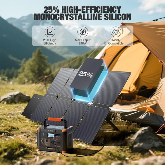 Detalle de GRECELL 240W Portable Solar Panel