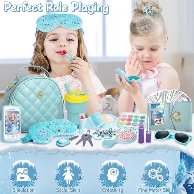 Detalle 2 de Hohosunlar Play Purse for Little Girl – Princess pretend handbag set with accessories for ages 3+