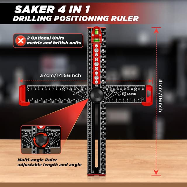 Thumbnail 4 de Saker 4-in-1 Drilling Positioning Ruler