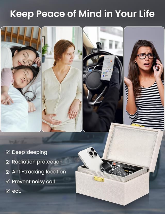 Detalle de WHonor White Faraday Box Keyless Entry Key Signal Blocker (RFID/NFC cards included)