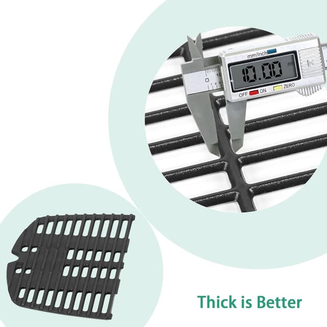 Detalle de COGRICHBF Gusseisen-Grillrost als Ersatz für Weber Q300/Q320 (2er-Set, 45,2 x 32 cm)