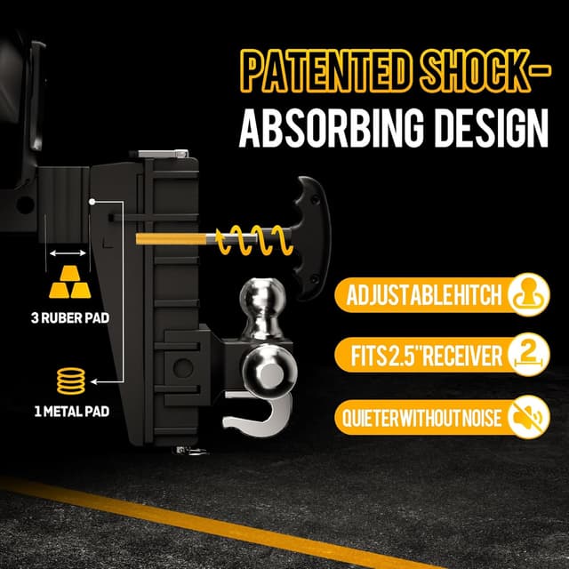 Detalle de XPE XPE Adjustable Trailer Hitch with 2.5-Inch Receiver (18500 lbs GTW) 6-Inch Drop Tri-Ball Mount