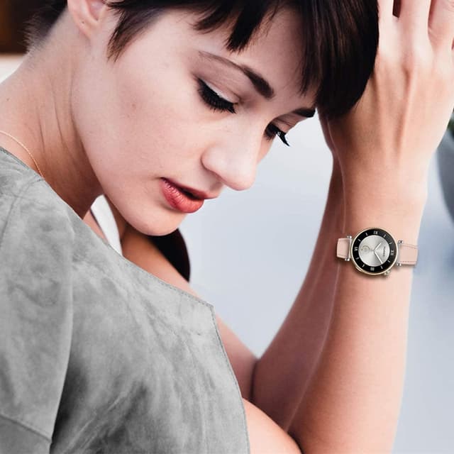 Detalle de Bracelet en cuir 18 mm pour Huawei Watch GT6/GT5/GT4 41 mm (cuir avec boucle inox) – Bracelet de remplacement