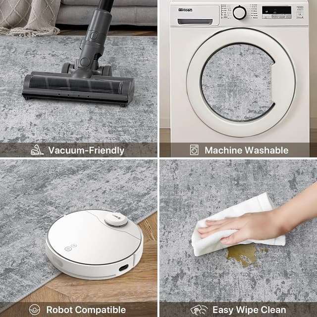 Detalle de BEIMO Tapis extra-large 200x290 cm abstrait moderne lavable antidérapant à poils courts