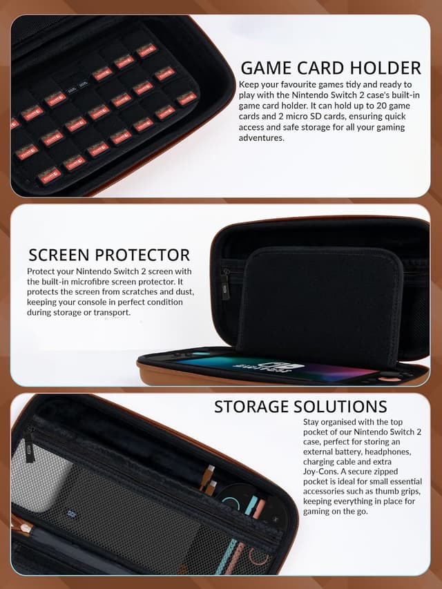 Detalle de Orzly Tragetasche für Nintendo Switch 2 (2025) – Hartschalenetui mit 7,9-Zoll Displayschutz und Organizer