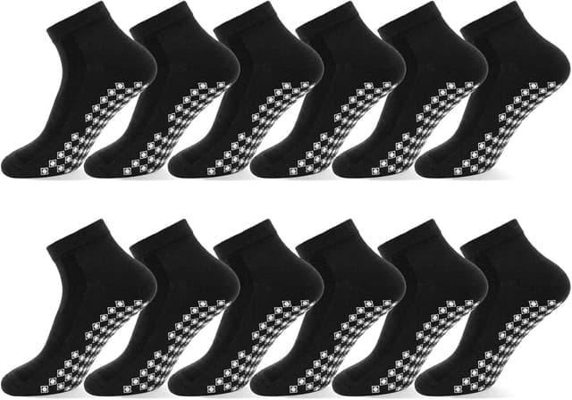 Detalle de Quoboquo lot de chaussettes de sport antidérapantes en coton (ABS), courtes, hommes et femmes