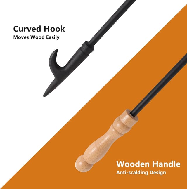 Detalle 2 de Uten Kit Camino con Attrezzi in Ferro Battuto (2 pezzi): pinze per caminetto e fire poker