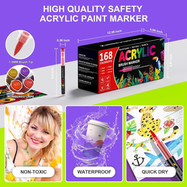 Thumbnail 2 de Feutres acryliques 168 couleurs Sonlaryin