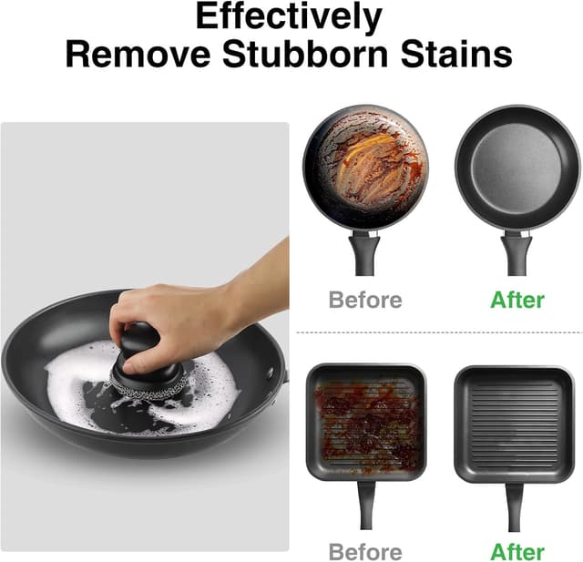 Detalle de Kettenmail-Schrubber für Gusseisenpfanne mit 2 Schabern und Silikonkissen (316er Edelstahl)