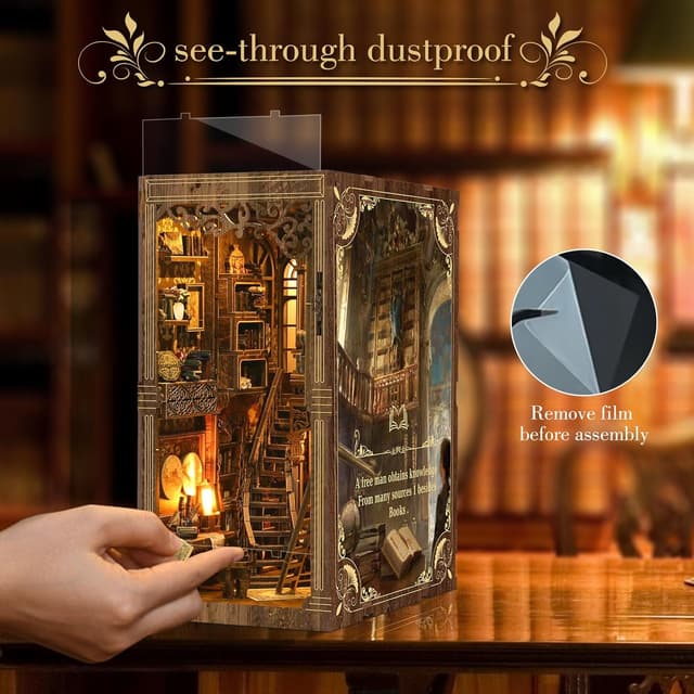 Detalle 2 de Cuiwos Book Nook Bausatz Miniatur-Holzpuzzle