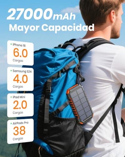 Thumbnail 4 de ADDTOP Power Bank Solar 27000mAh ☀️ Cargador Rápido Inalámbrico