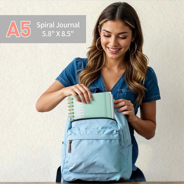 Thumbnail 6 de Umriox wirebound spiral notebook, A5 (14.5 x 21.4cm), 180 pages, 100gsm lined paper, PU hardcover – Green