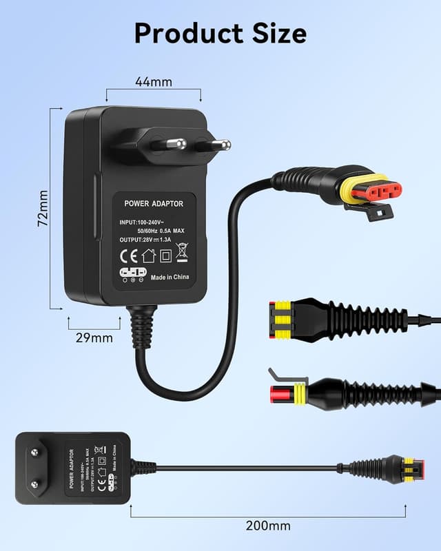 Detalle de Binamao Adaptateur secteur 28V 1,3A pour chargeur de tondeuse robot Husqvarna Automower & Gardena (compatible 5931636-01)