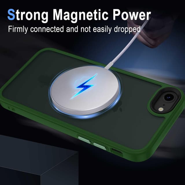 Detalle de Coque magnétique XTCASE pour iPhone 8 / SE 2020-2022 compatible MagSafe, dos mat translucide vert foncé