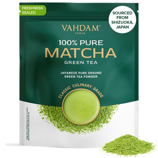 Detalle de VAHDAM Matcha Grüntee Pulver (100 g) – japanisches Matcha für Latte, Smoothies & mehr