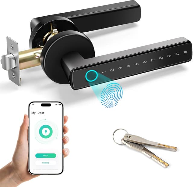 Detalle de TEKXDD smart door lock, 5-in-1 4 AAA