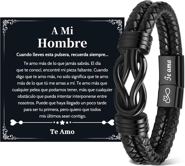 Imagen de VU100 Pulseras para Hombre Regalos para Hombre Regalos de Cumpleaños para Él Pulseras de Cuero Cumpleaños Navidad San Valentín para Novio Marido en OfertitasTOP