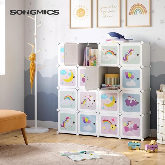 Detalle 2 de SONGMICS LPC906W01 Armadio modulare 16 cubi 123×31×123 cm