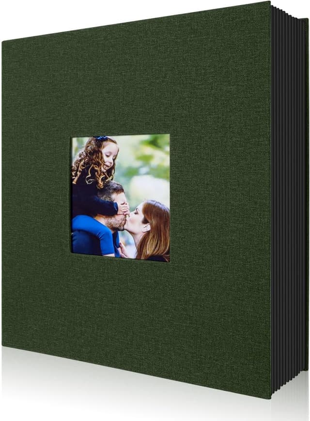 Detalle de Benjia 6x4 Slip-in Linen Photo Album with 400 Pockets (Portrait 10x15cm) – Green