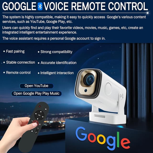 Detalle 2 de Mini Projector 4K Portable 16000L 1080P WiFi BT5.4 📽