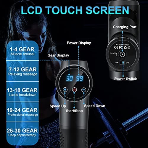 Detalle de Zerolia pistola de masaje muscular 30 velocidades