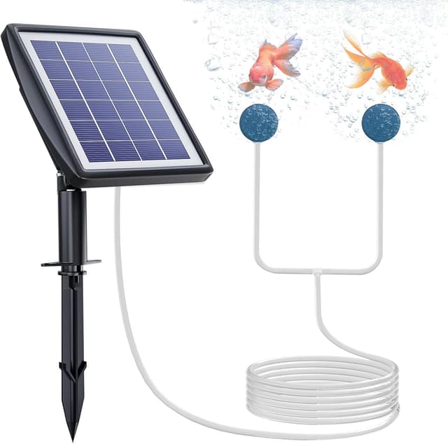 Detalle de PChero Solar Oxygenator Air Pump for Pond (2200mAh) with Solar Panel & Bubble Stones