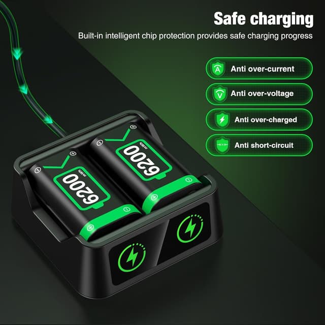 Detalle 2 de HELLCOOL Battery Pack Rechargeable 4800mWh for Xbox controllers