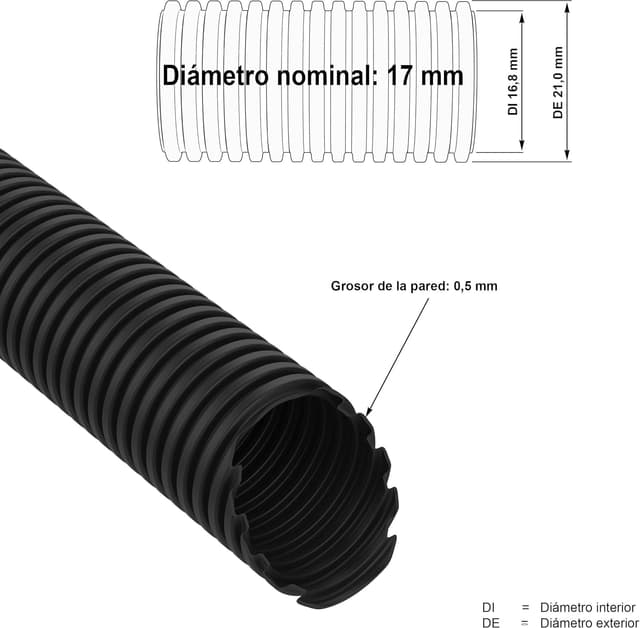 Thumbnail 6 de AUPROTEC Tubo corrugato non aperto in polipropilene (Ø interno 17 mm) da 5 m, nero