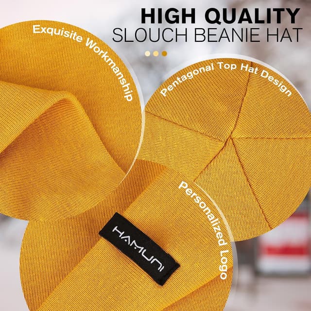 Detalle 2 de HAMUNI Slouchy Beanie Mütze 92% Baumwolle