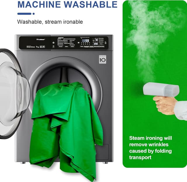 Detalle 2 de EMART 1,5x2 m Greenscreen (Chroma-Key) aus Polyester – faltbarer grüner Hintergrund mit 2 Federzwingen