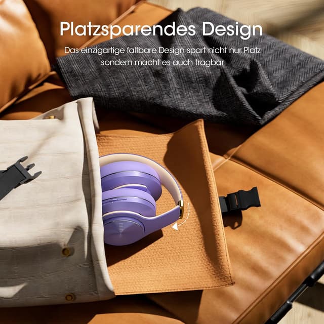 Detalle 2 de DOQAUS Bluetooth Over-Ear Kopfhörer Care 1 (bis zu 90 Std., 3 EQ-Modi) mit Mikrofon – Lila