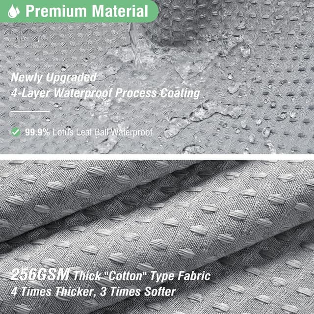 Detalle de Dynamene Grey Waffle Weave Fabric Shower Curtain (72x72) with 12 Plastic Hooks, 256GSM Hotel-Style Weighted Cloth