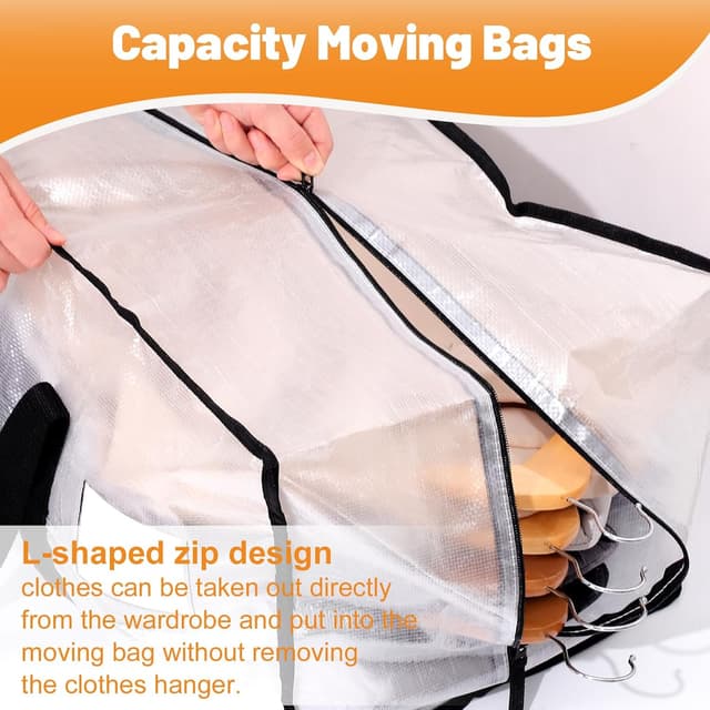 Detalle de Dntorx 8 Pack 90L Moving Bags – Heavy Duty Waterproof Storage Totes with Zip & Clear Panel