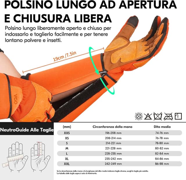 Detalle de Guanti da giardinaggio antispine lunghi Vgo... con touchscreen per potatura e orto