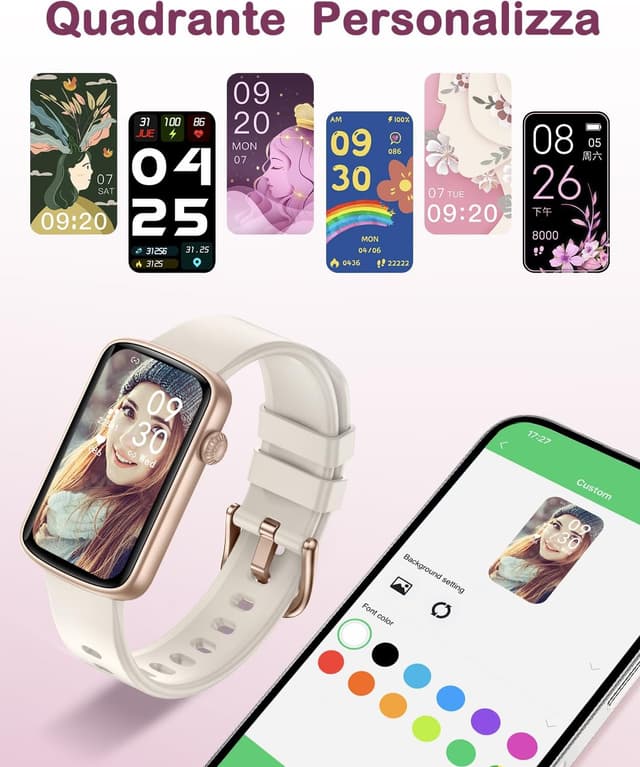 Detalle de SHANG WING Smartwatch Donna con cardio, SpO2 e notifiche WhatsApp/Chiamate (Android e iOS) – Impermeabile IP68