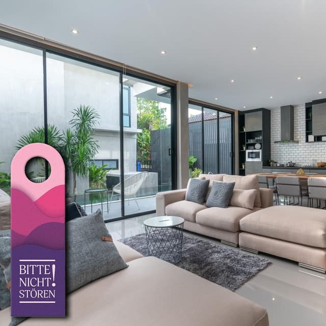 Detalle de Bitte Nicht stören Türhänger Purple Waves 8x27 cm