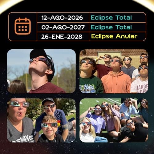 Detalle 2 de Helioclipse Pack de 25 gafas de eclipse solar homologadas ISO 12312-2 (CE) para ver el Eclipse 2026