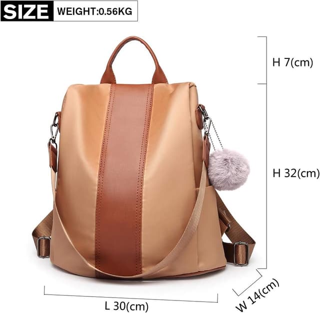 Detalle de Miss Lulu sac à dos en polyester décontracté pour femme, design antivol et poche sécurisée