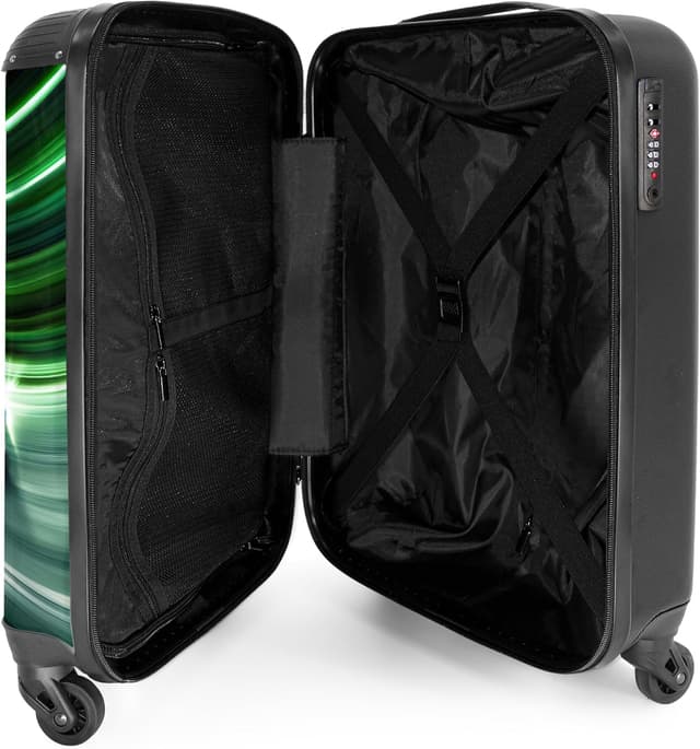 Detalle de NoBoringSuitcases.com Handgepäck-Kinderkoffer 55 x 35 x 20 cm mit 4 Rollen (Hartschale, ABS) – Grün